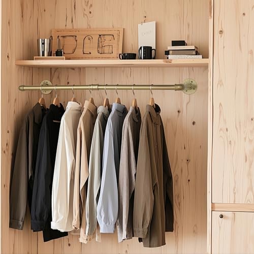 AddGrace Industrial Pipe Clothing Garment Rack Gold 34.5 Inch 2 Pack