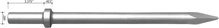 24" Long Moil or Bull Point Chipping Hammer - .680 Round Shank Round Collar Made in the USA by Champion Chisel - Made for .680 Round Pneumatic Chipping Hammers