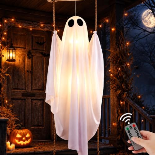 Halloween Decorations Outdoor Indoor, 5 FT Large Pre-Assembled Swinging Ghost...