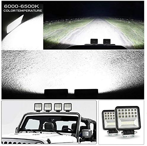 WINBANG LED Light Pods, 4 inch 126W Square LED Work Light, 12V 24V Spot/Flood...