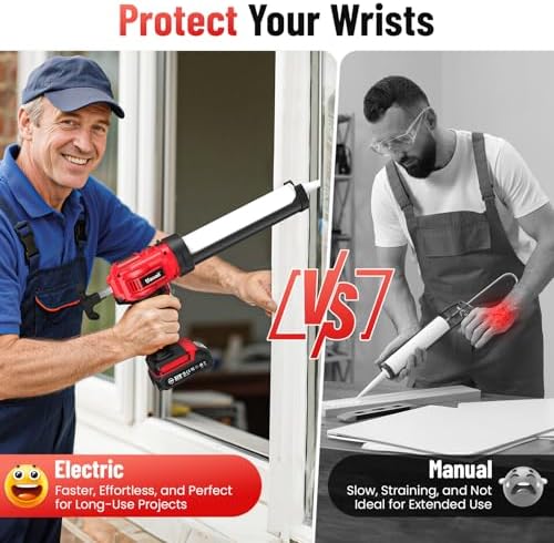 Electric Caulking Gun, Cordless Caulk Gun with 2x 2.0Ah Batteries