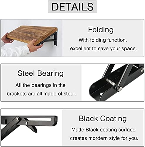 Folding Shelf Brackets - 18 inch 4 Pcs Heavy Duty Collapsible Shelf Bracket, ...