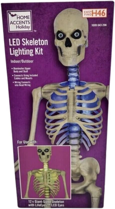Home Accents Holiday LED 12 ft. Skelly Lighting Kit, Giant-Sized Skelly with ...