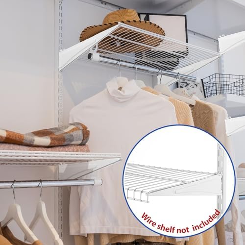CroBlissful 47.5 Inch Twin Rail Upright Wall Shelving System with 16 Inch Loc...