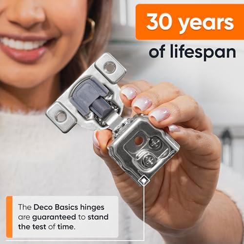 Decobasics 10 Pack Soft Close Cabinet Hinges – 1" Overlay for Kitchen Ca...