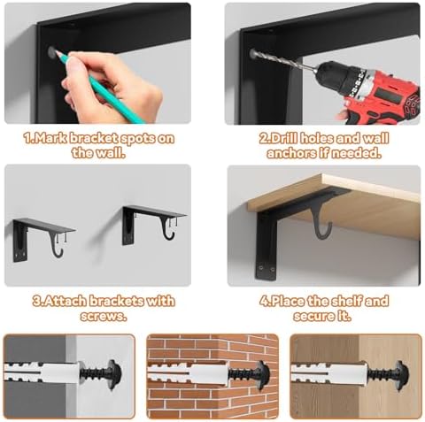 4Pack Closet Rod Bracket Heavy Duty Support 300lbs Capacity