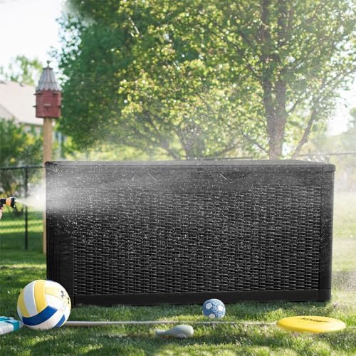 Greesum 100 Gallon Resin Deck Box Large Outdoor Storage, Imitation Rattan Wea...