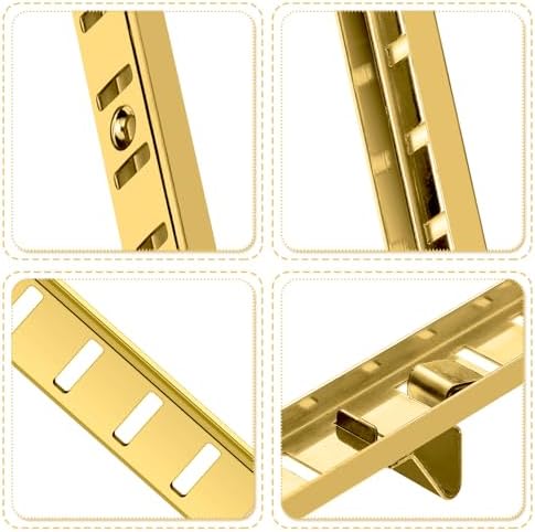 Yaocom 6 Pcs 36 Inch Shelf Pilaster Metal Mortise Mount Pilaster Strip Adjustable Shelf Standards for Wall Shelving System Closet Organization Storage (Brass)