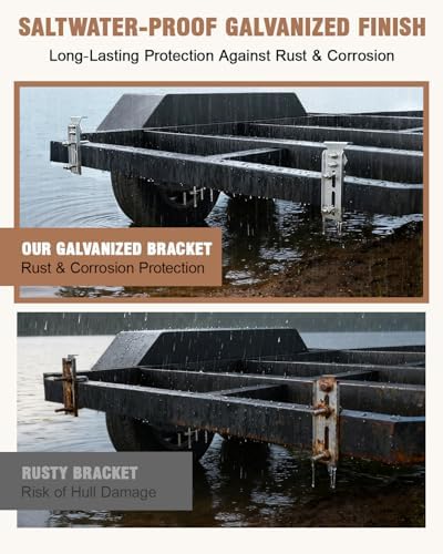 Boat Trailer Bunk Brackets 4 Pack Galvanized Bunks Bracket Kit with U-Bolts, ...