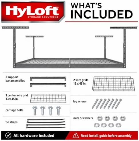 Hyloft Overhead Steel Garage Storage System, Ceiling Rack, 45-Inch x 45-Inch,...
