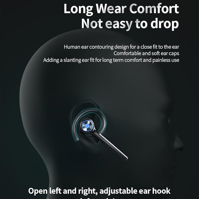 IHAO Wireless Bluetooth Earpiece Headphone Dual Noise Cancelling Mic Painless
