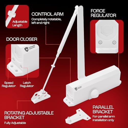 PrimeWare DC-600 Adjustable Automatic Door Closers for Home | Soft Close, No ...