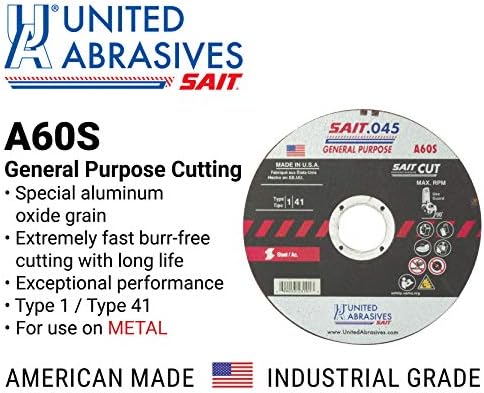 United Abrasives-SAIT 23106 A60S General Purpose Cut-Off Wheels (Type 1/Type ...