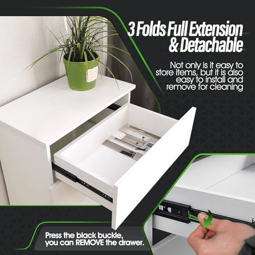5 Pairs Full Extension Drawer Slides 12 inch Side Mount Rails