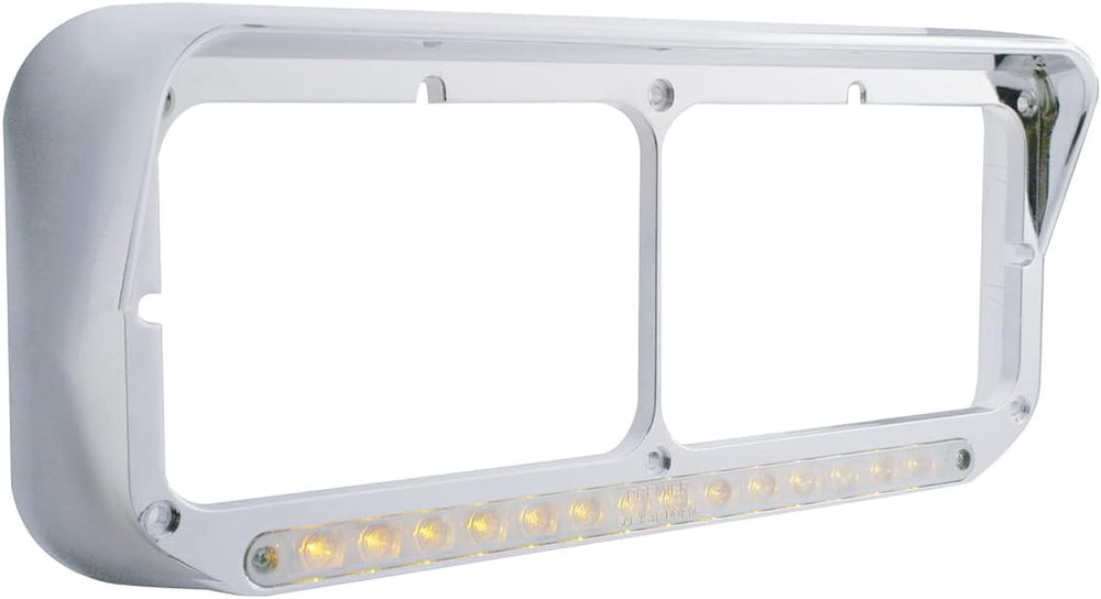 United Pacific 32352P2 Chrome Rectangular 14 LED Dual Headlight Bezel w/Visor...