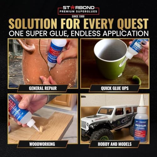 Starbond Medium CA Glue with Activator Bundle (4 oz. + 6 oz.) – Premium Cyano...