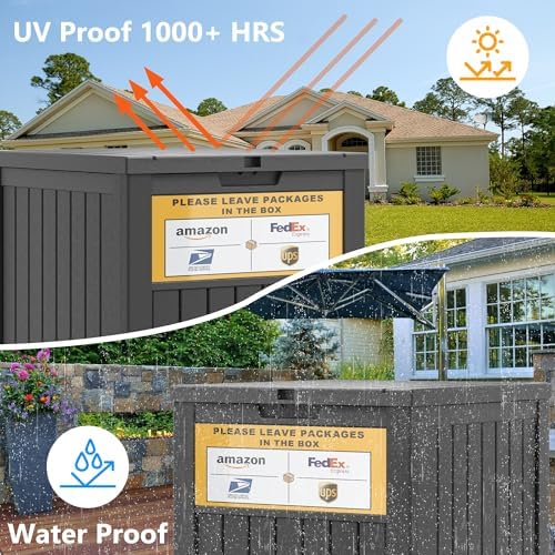 LHBGO Package Delivery Box for Outside, with Delivery Sign 48 Gallon Storage ...