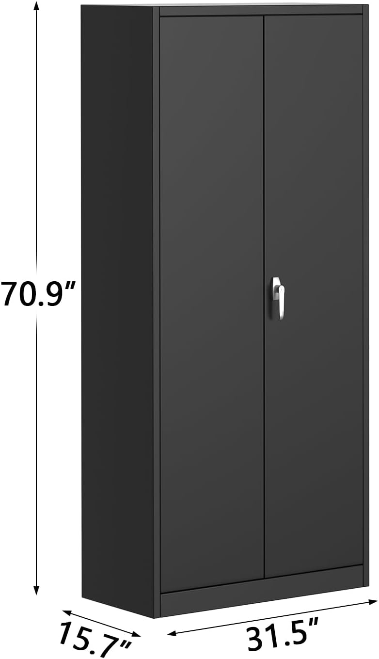 GarveeHome Metal Storage Cabinet with Lock Garage Storage Cabinet Adjustable ...