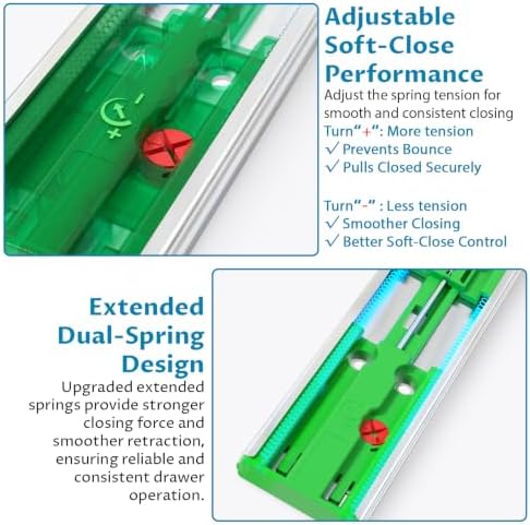 Onemake 18 Inch Soft Close Side Mount Drawer Slides Full Extension, 5 Pair