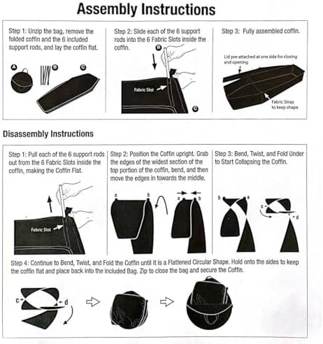 Halloween Pop Up Coffin with Lid, 60 inch Coffin Prop life size Collapsible, ...
