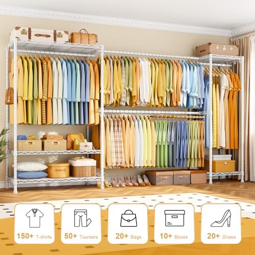 ULIFHOME Heavy-Duty Garment Rack, Adjustable Clothing Racks Hanging Clothes