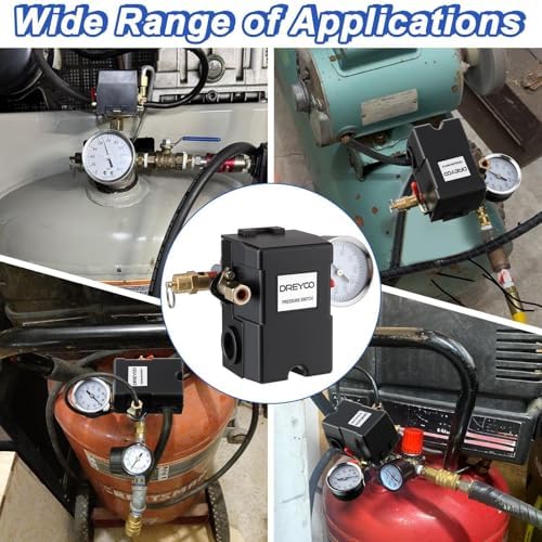 Dreyoo Air Compressor Pressure Switch,135-175 PSI, 4 Port, 20 Amp, 1/4 NPT
