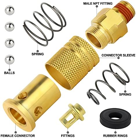 GASHER 12PCS 1/4-Inch Brass Male Industrial Coupler,1/4 Inch NPT Male Threads...