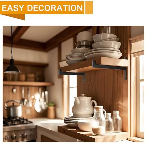 EZYDECOR 6 Pcs Heavy Duty Shelf Brackets 13 Inch Wall Mounted Industrial Meta...
