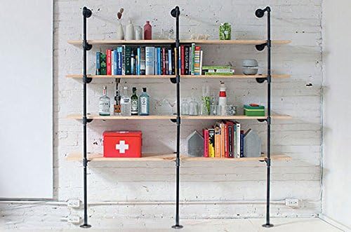 Industrial Retro Wall Mount Iron Pipe Shelf,DIY Open Bookshelf,Hung Bracket,H...