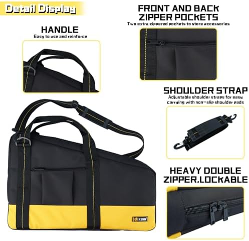 KUNN Shoulder Framing Nailer Bag with Dual Lockable Zipper,Extra pockets for ...
