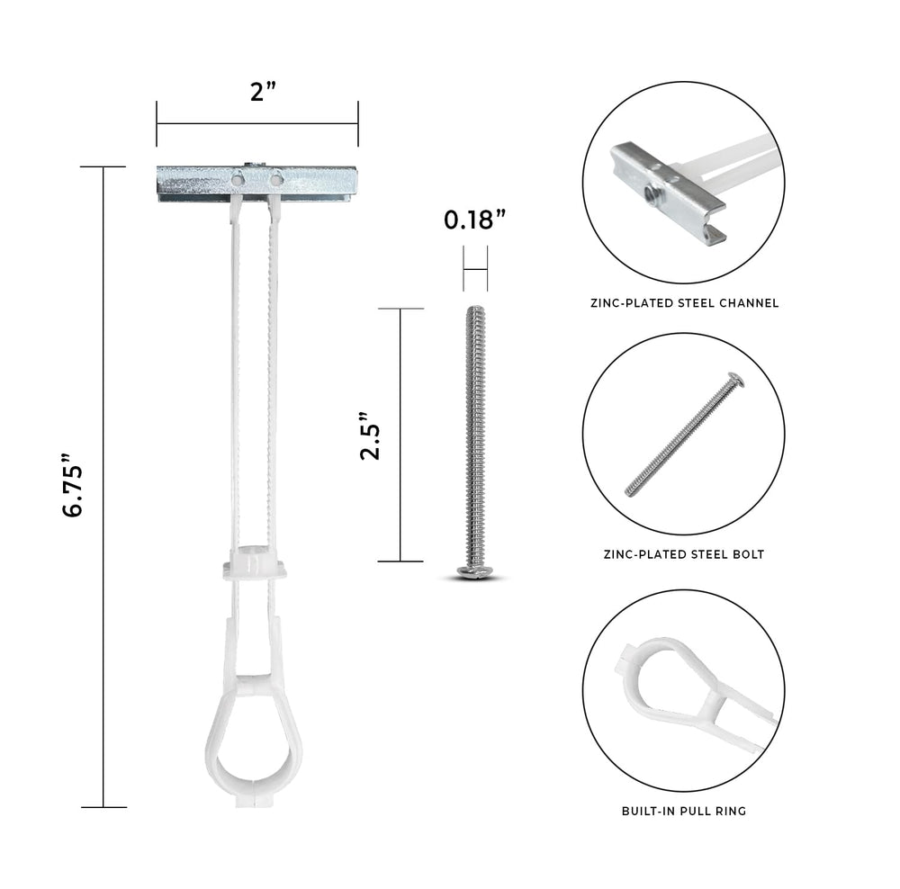 250-Pack 3/16"-24 Heavy Duty Quick Toggle Anchors with Bolts Set | for D...