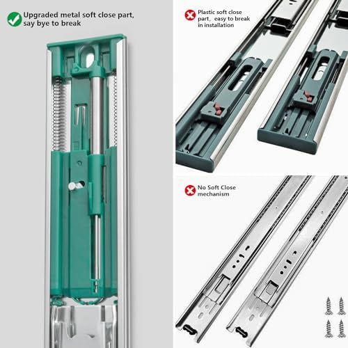 homdiy 10 Pairs Soft Close Drawer Slides 22 Inch Heavy Duty Side Mount Rail