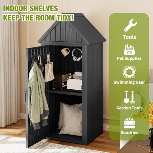 Outdoor Storage Shed, Waterproof Storage Cabinet with Ample Space, Sturdy Res...