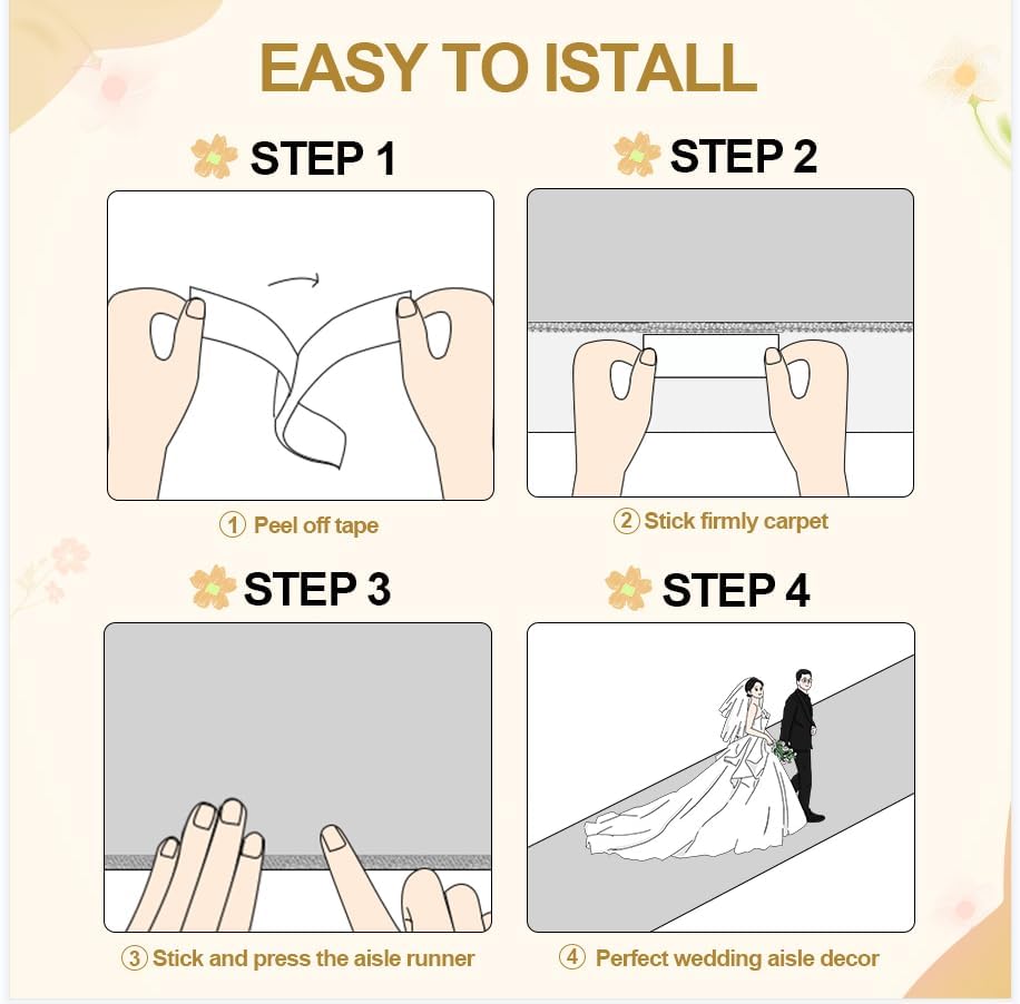 Thickened Aisle Runner for Wedding CeremonyFeet White Aisle Runner Walkway fo...