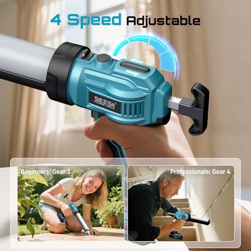 SEESII Cordless Caulking Gun w/2 x 2.0Ah Batteries