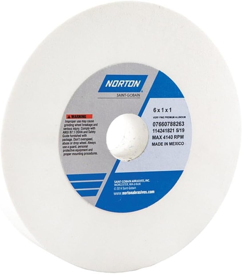 Norton Bench and Pedestal Grinding Wheel, Premium Alundum Type 01, Very Fine ...