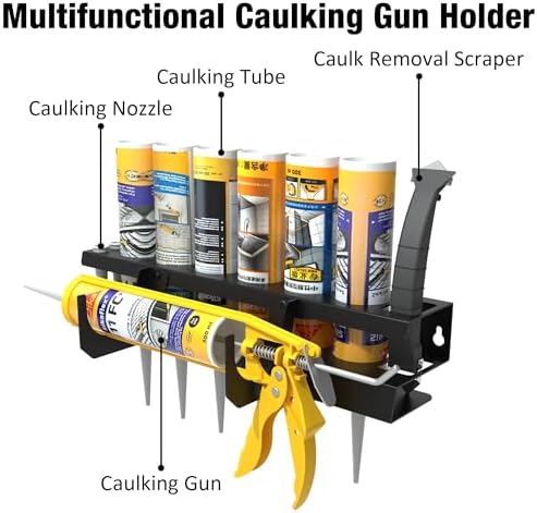 UNITEDPOWER Caulking Gun Holder 6+1, Wall Mount Hand Caulking Gun Storage Rac...