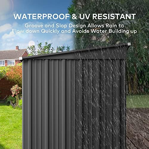 Gizoon 6x4 FT Outdoor Shed, Metal Garden Shed Lockable Doors, Dark Gray