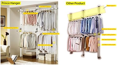 PRINCE HANGER Tension Pole Closet System — No-Renovation Hanging Storage Rack...
