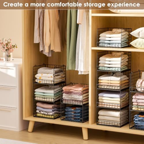 5-Tier Stackable Closet Organizers and Storage Baskets, Closet Shelf Organize...
