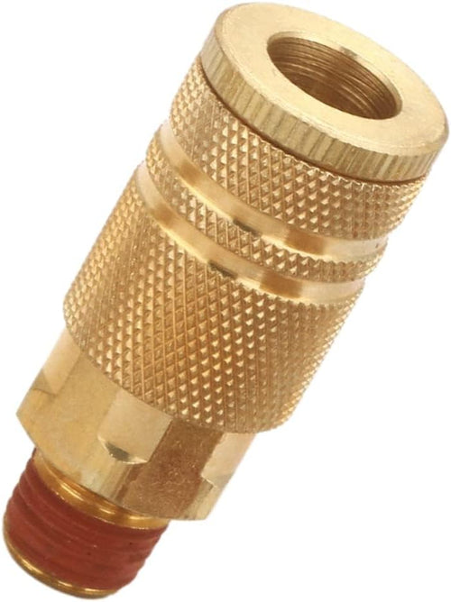 1/4 inch brass male industrial coupler, 12 pack shown in use