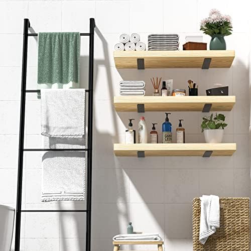 Floating Shelf Brackets 12 Inch 6 Pack, Hidden L Brackets for Shelves Black