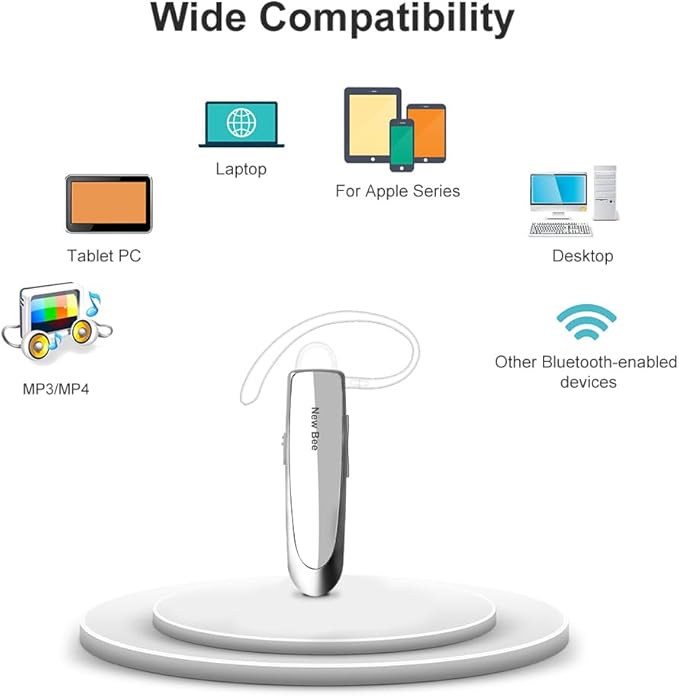 New bee Bluetooth Earpiece V5.0 Wireless Handsfree Headset 24 Hrs Driving 60 ...
