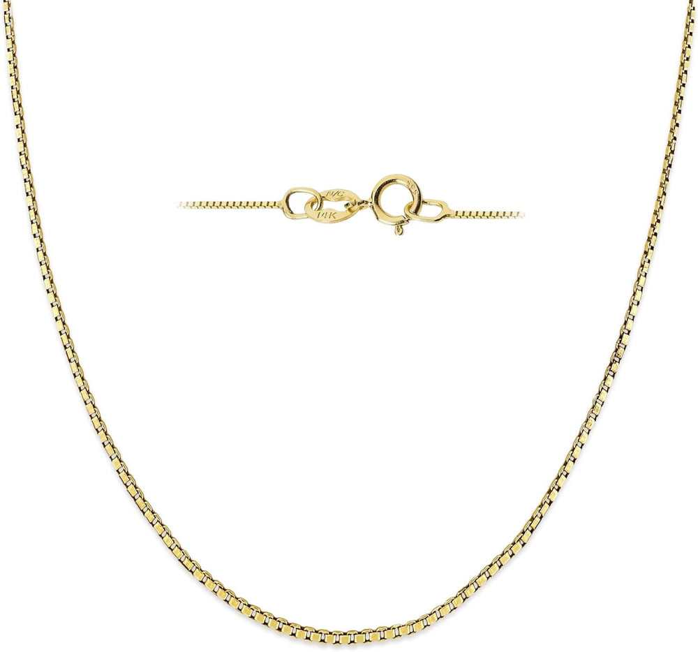Jewelili 10K Solid Yellow and White Gold Box Link Chain Necklace for Women