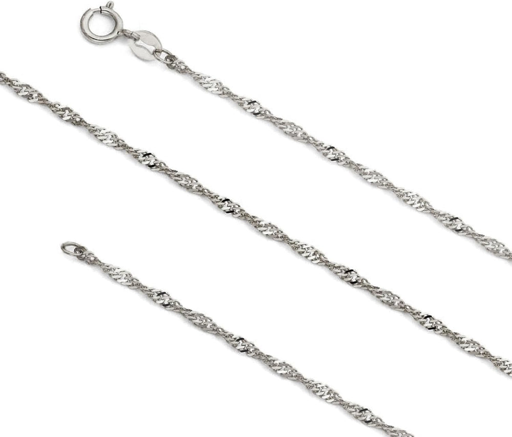 14K Yellow/White Gold Singapore Chain Necklace for Women 14K Solid Gold Neckl...