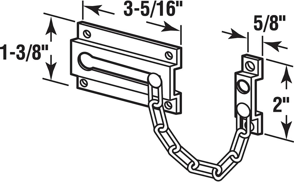 Prime-Line MP10304 Chain Door Lock, 3-5/16 in., Extruded Brass, Satin Nickel-...