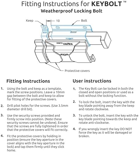 Squire Heavy Duty Keybolt - 4 Lever Key Operated Bolt Lock - Tough Weatherpro...