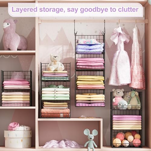 6 Tier Hanging Closet Organizers and Storage Stackable Hanging Closet Shelves...