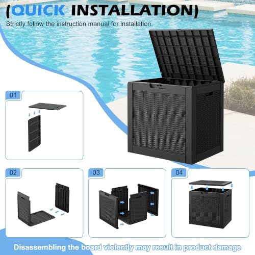 35 Gallon Outdoor Storage Box Waterproof Deck Box Patio Storage