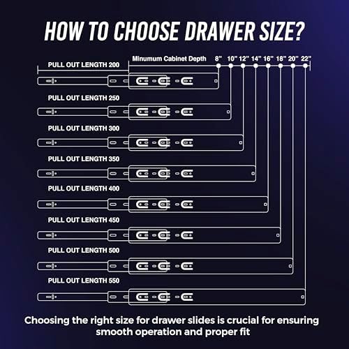 14 Inch Drawer Slides 10 Pairs (20pcs) Side Mount Rails - Heavy Duty Full Ext...